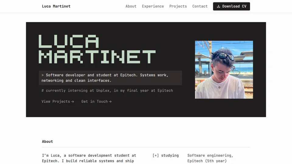 Screenshot of this site's terminal-style hero
